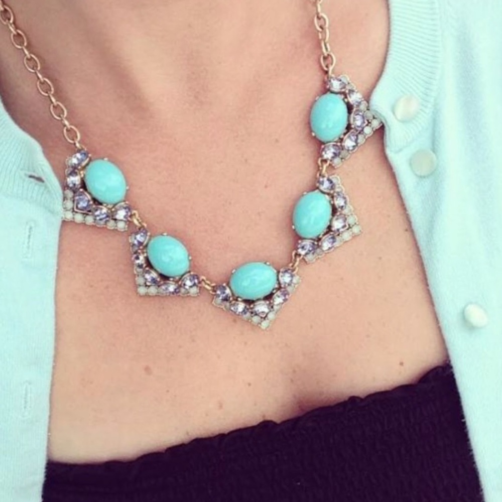 Stella & Dot | Art Deco Style Blue & Green Crystal Adorned Statement Nec… - Picture 11 of 13